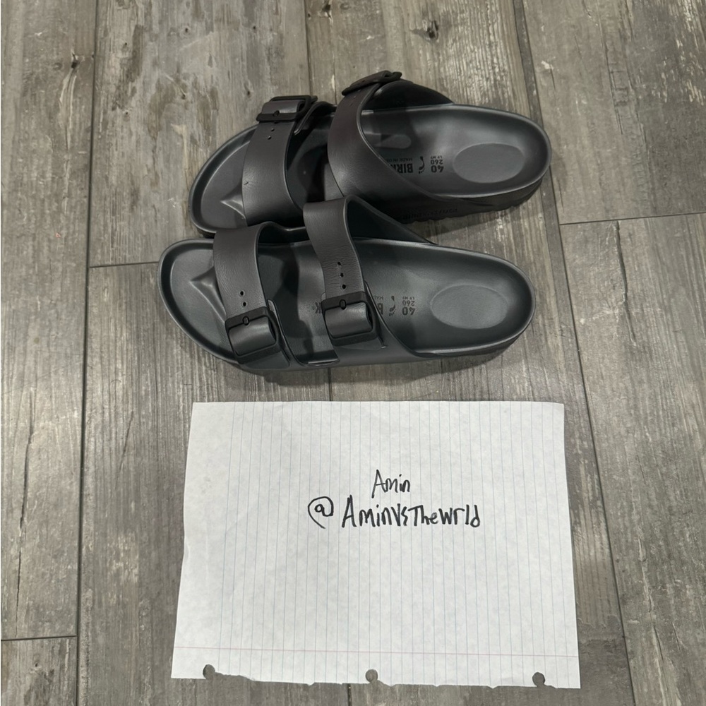 *Sold* Birkenstock “Anthracite” Arizona EVA Sandals.